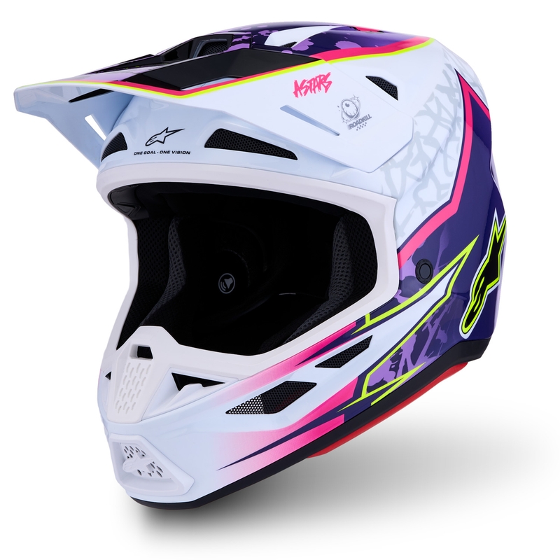 Каска за мотоциклет Alpinestars Supertech S-M7 Blaster, лилаво-бяла