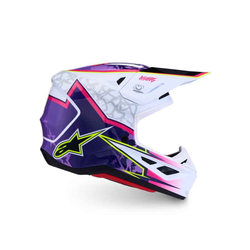 Каска за мотоциклет Alpinestars Supertech S-M7 Blaster, лилаво-бяла
