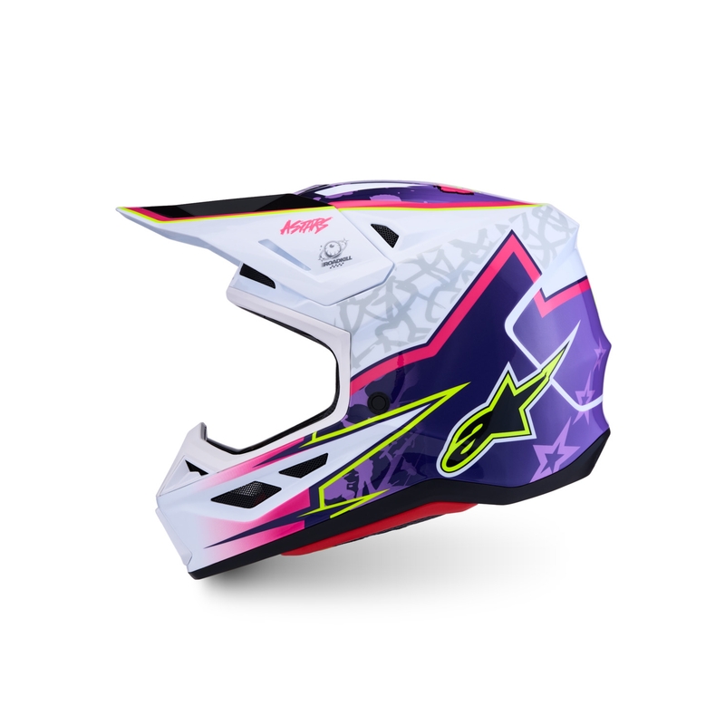 Каска за мотоциклет Alpinestars Supertech S-M7 Blaster, лилаво-бяла