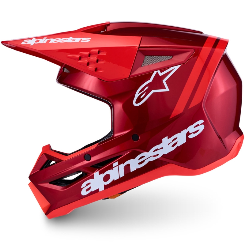 Alpinestars S-M3 Radium флуоресцентна мотокрос каска в червено-бяла