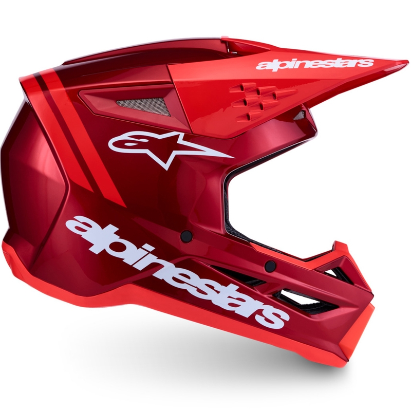 Alpinestars S-M3 Radium флуоресцентна мотокрос каска в червено-бяла
