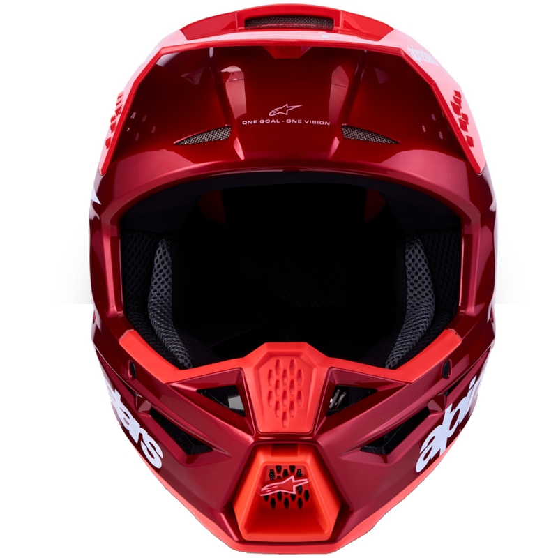 Alpinestars S-M3 Radium флуоресцентна мотокрос каска в червено-бяла