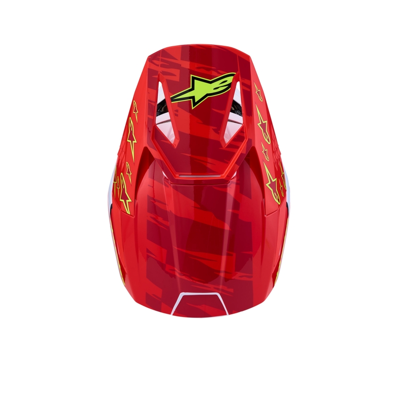 Каска за мотоциклет Alpinestars S-M3 Falcon, флуоресцентно червено-бяла