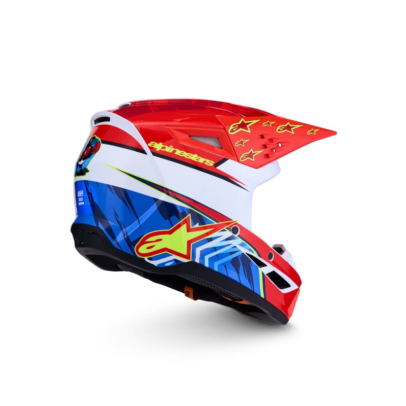 Каска за мотоциклет Alpinestars S-M3 Falcon, флуоресцентно червено-бяла