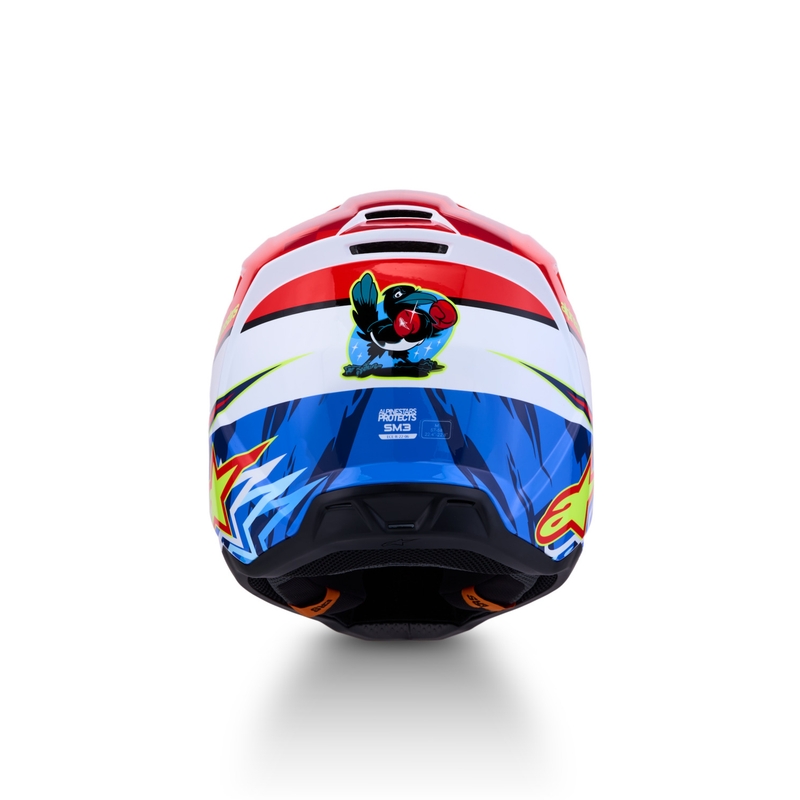 Каска за мотоциклет Alpinestars S-M3 Falcon, флуоресцентно червено-бяла