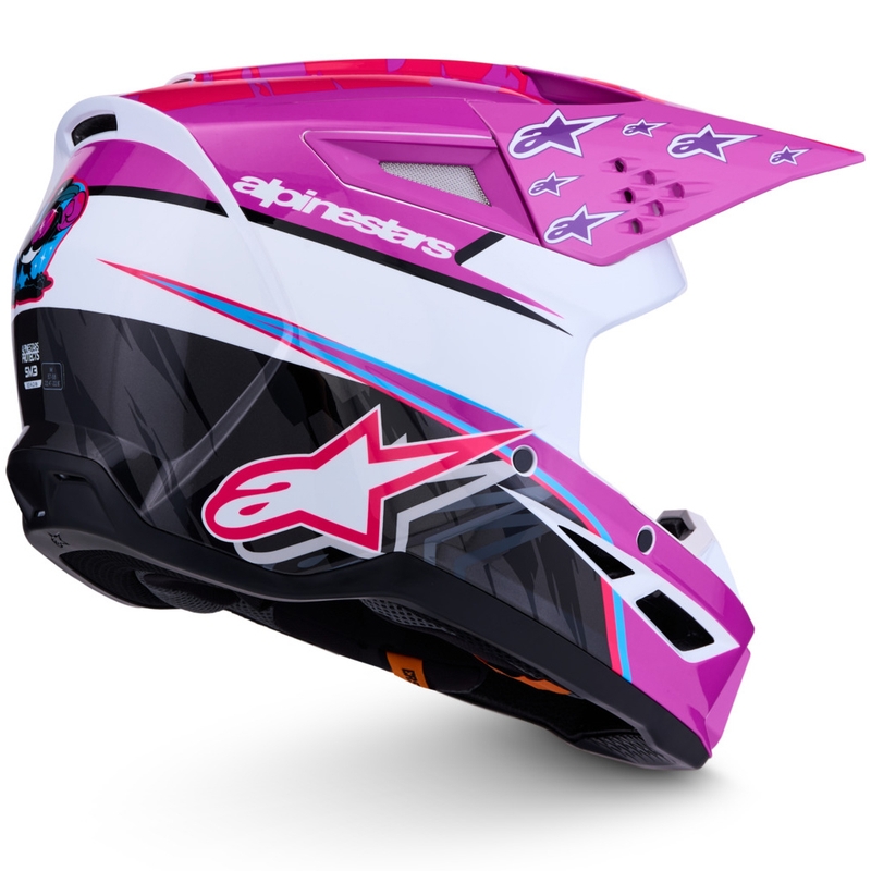 Каска за мотоциклет Alpinestars S-M3 Falcon, лилаво-бяло-флуоресцентно розово