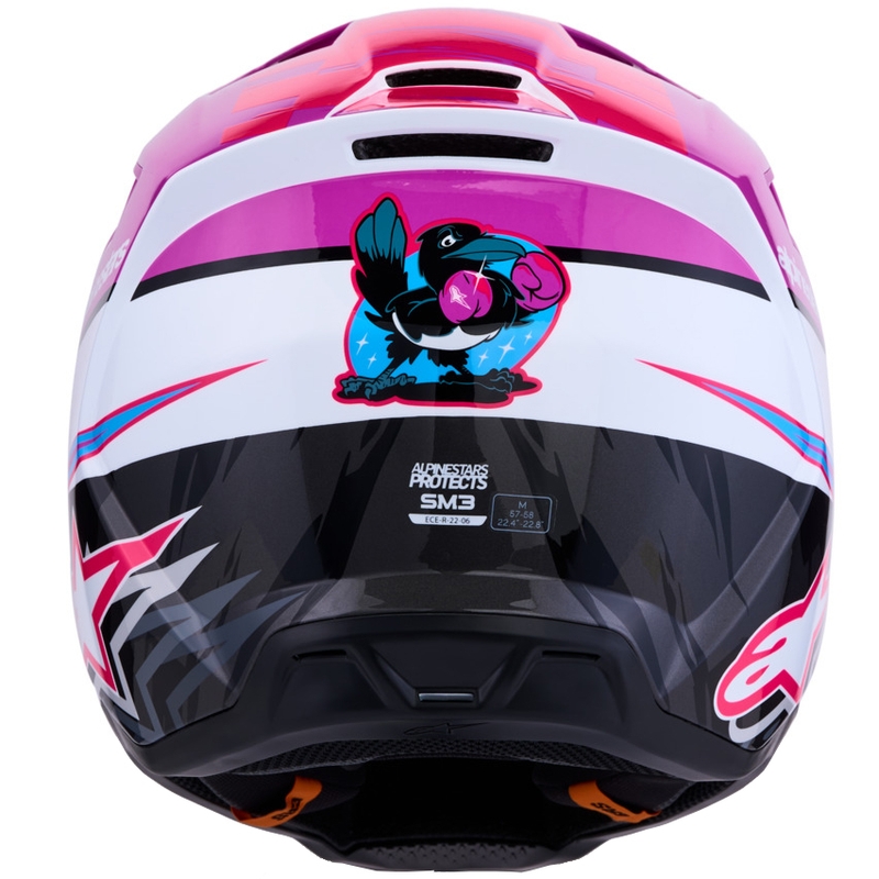 Каска за мотоциклет Alpinestars S-M3 Falcon, лилаво-бяло-флуоресцентно розово