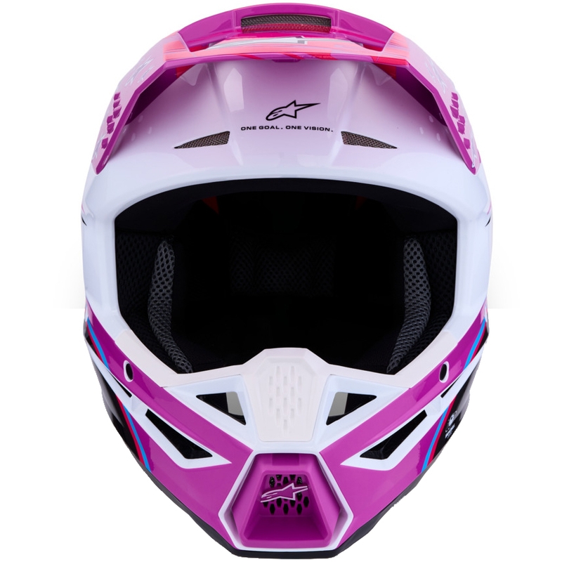 Каска за мотоциклет Alpinestars S-M3 Falcon, лилаво-бяло-флуоресцентно розово