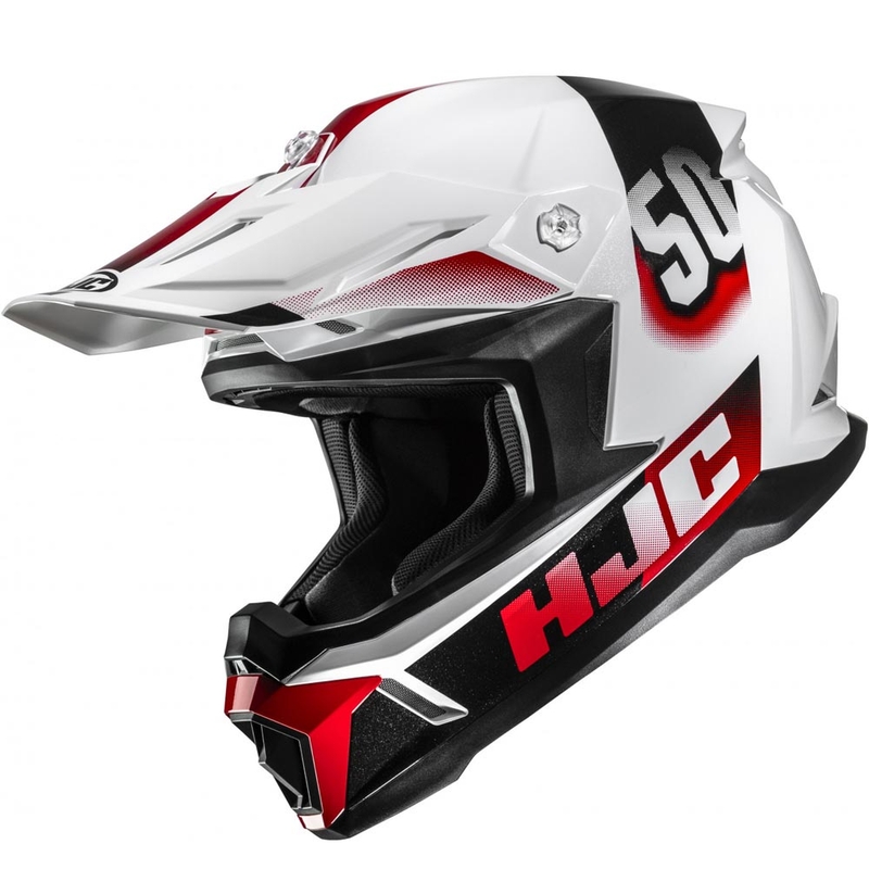 Мотокрос каска HJC C50 Dash MC1 бяло-черно-червено