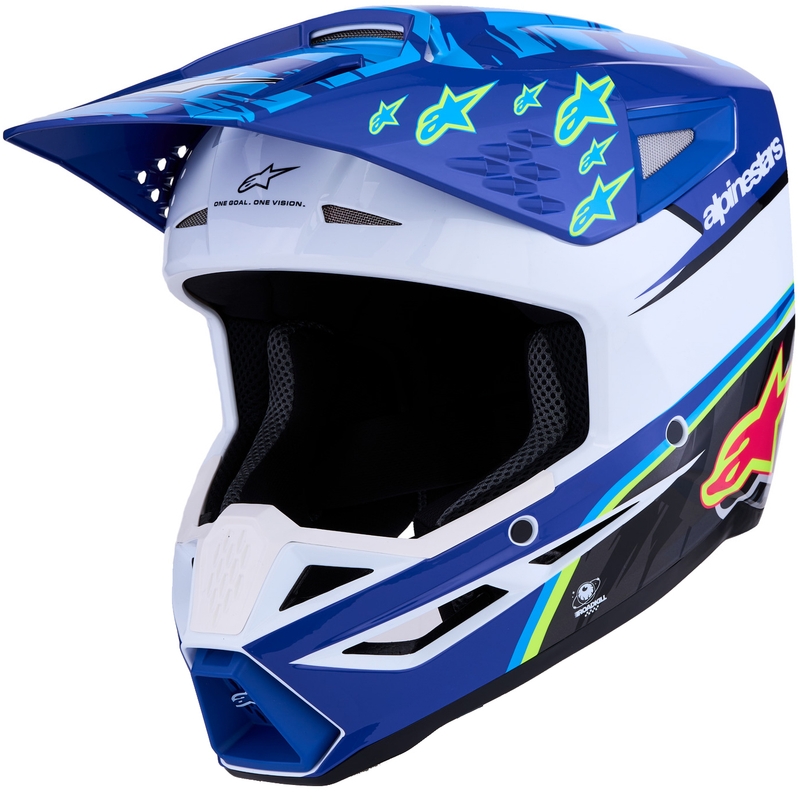 Каска за мотоциклет Alpinestars S-M3 Falcon, синьо-бяло-черно
