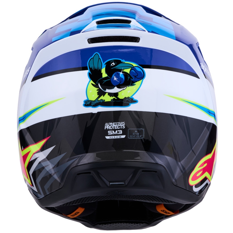 Каска за мотоциклет Alpinestars S-M3 Falcon, синьо-бяло-черно