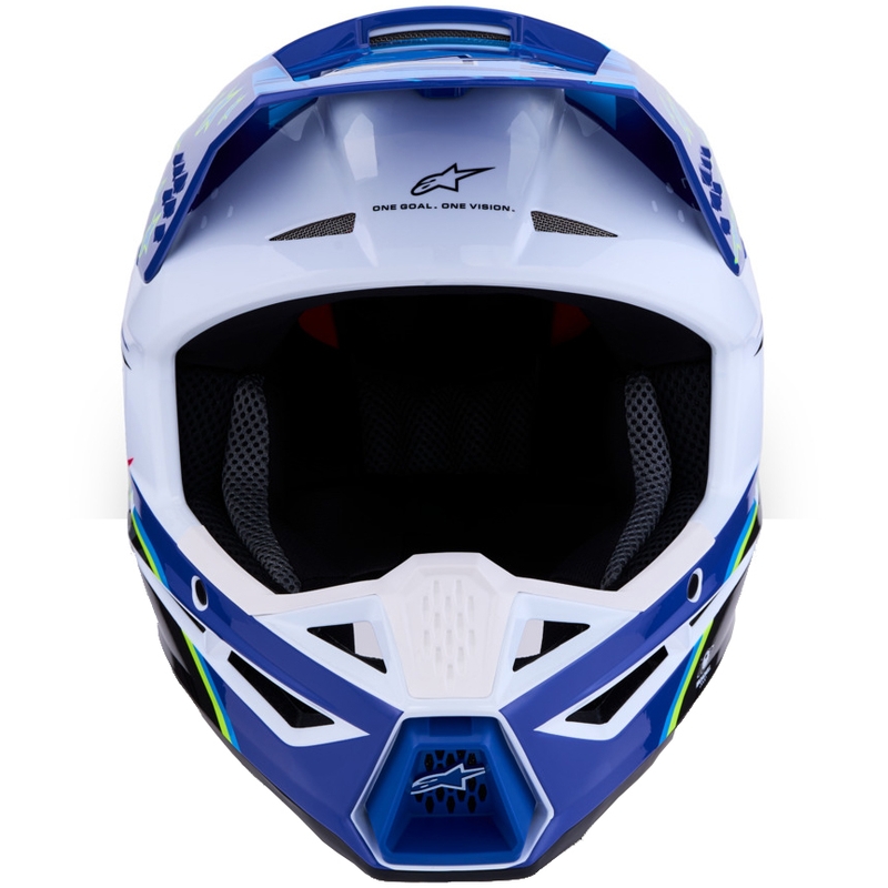 Каска за мотоциклет Alpinestars S-M3 Falcon, синьо-бяло-черно