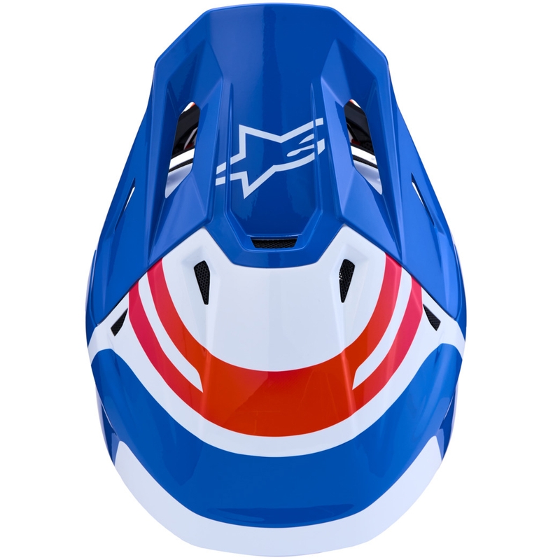 Каска за мотокрос Alpinestars Supertech S-M7 Core, бяло-синьо-оранжева