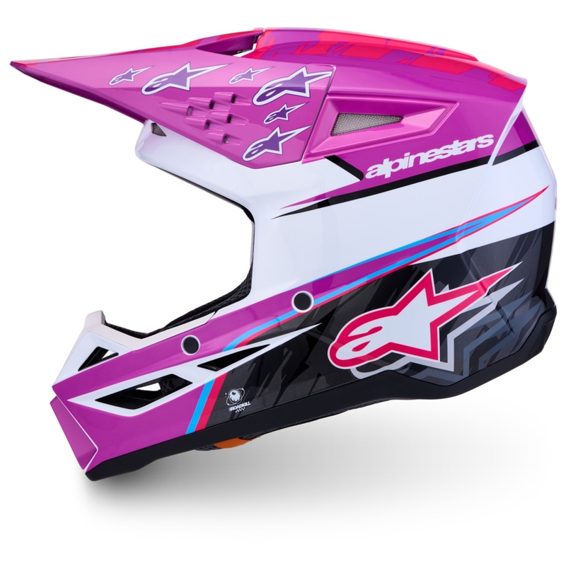 Детска мотокрос каска Alpinestars S-M3 Falcon, лилаво-бяло-черно