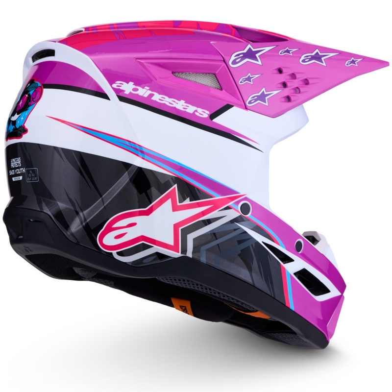 Детска мотокрос каска Alpinestars S-M3 Falcon, лилаво-бяло-черно