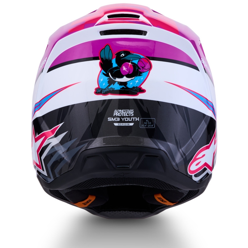 Детска мотокрос каска Alpinestars S-M3 Falcon, лилаво-бяло-черно