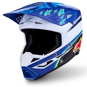 Детска мотокрос каска Alpinestars S-M3 Falcon, синьо-бяло-черна