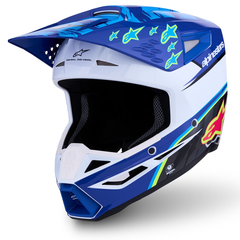 Детска мотокрос каска Alpinestars S-M3 Falcon, синьо-бяло-черна
