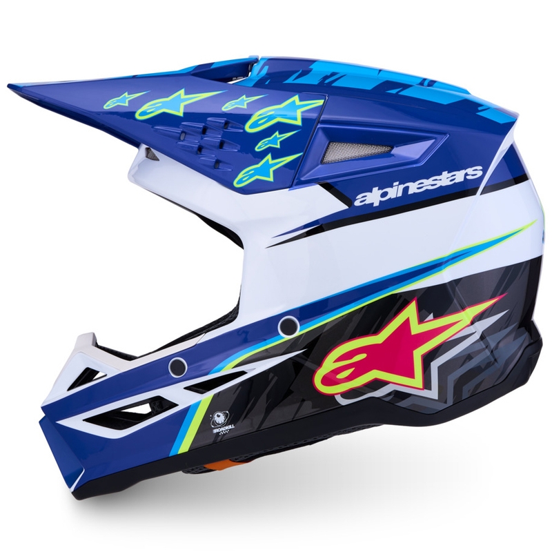 Детска мотокрос каска Alpinestars S-M3 Falcon, синьо-бяло-черна