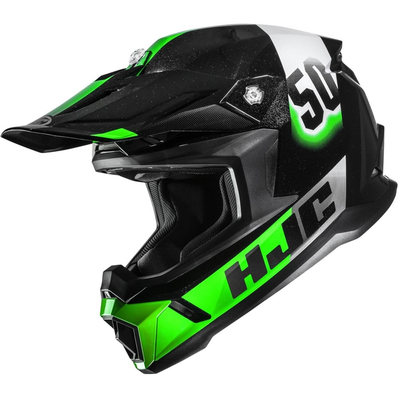 Мотокрос каска HJC C50 Dash MC4 черно-зелено-бяло