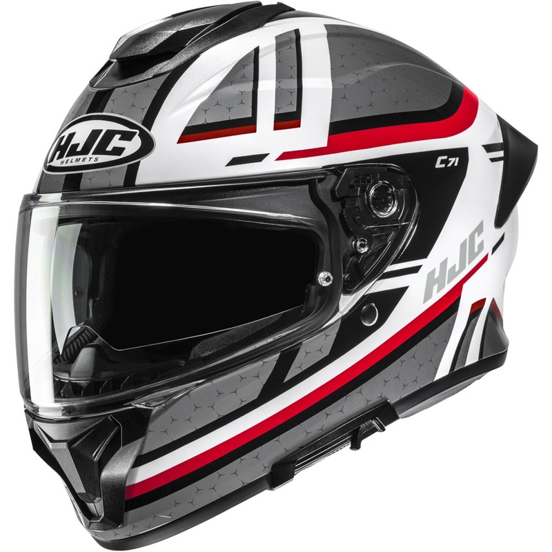HJC C71 Novah MC1 каска за мотоциклет с пълно лице, сиво-бяло-червено
