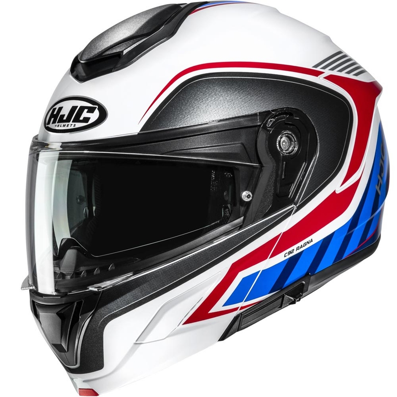 Мото каска HJC C92 Ragna MC21 с отваряне, бяло-червено-синя
