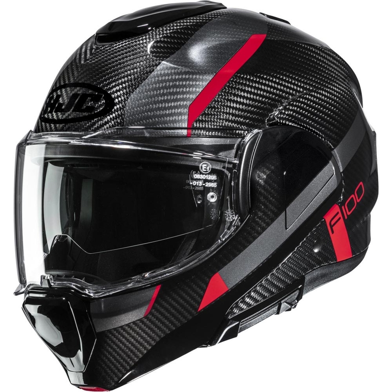 HJC F100 Carbon Askan MC1 каска за мотоциклет, черно-червена