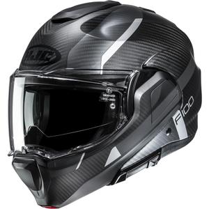 Мото каска HJC F100 Carbon Askan MC5SF, черно-сиво-сребриста
