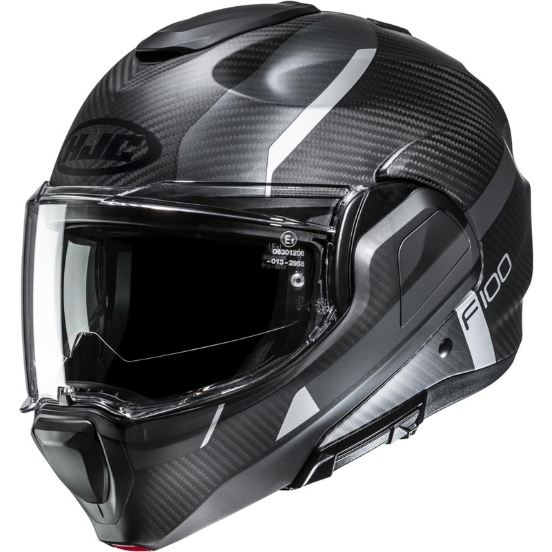 Мото каска HJC F100 Carbon Askan MC5SF, черно-сиво-сребриста