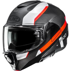 Мото каска HJC F100 Carbon Askan MC6HSF черно-оранжево-бяло-червено