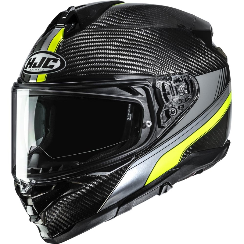 Мото каска за цял нос HJC F72 Carbon Eos MC3H черно-флуоресцентно жълто