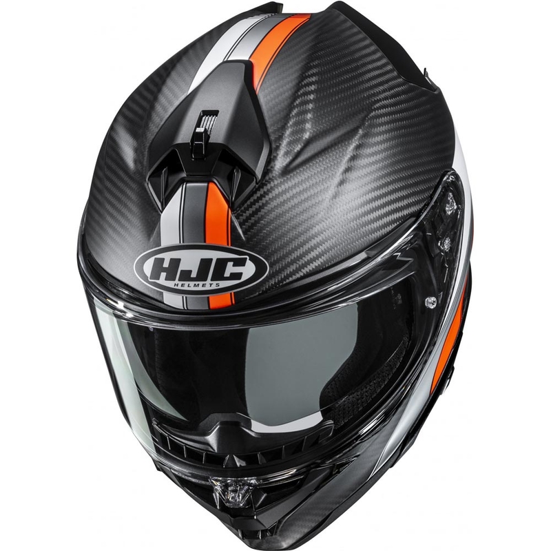Мотоциклетна каска с пълно лице HJC F72 Carbon Eos MC6HSF черно-оранжева