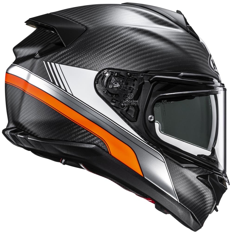 Мотоциклетна каска с пълно лице HJC F72 Carbon Eos MC6HSF черно-оранжева