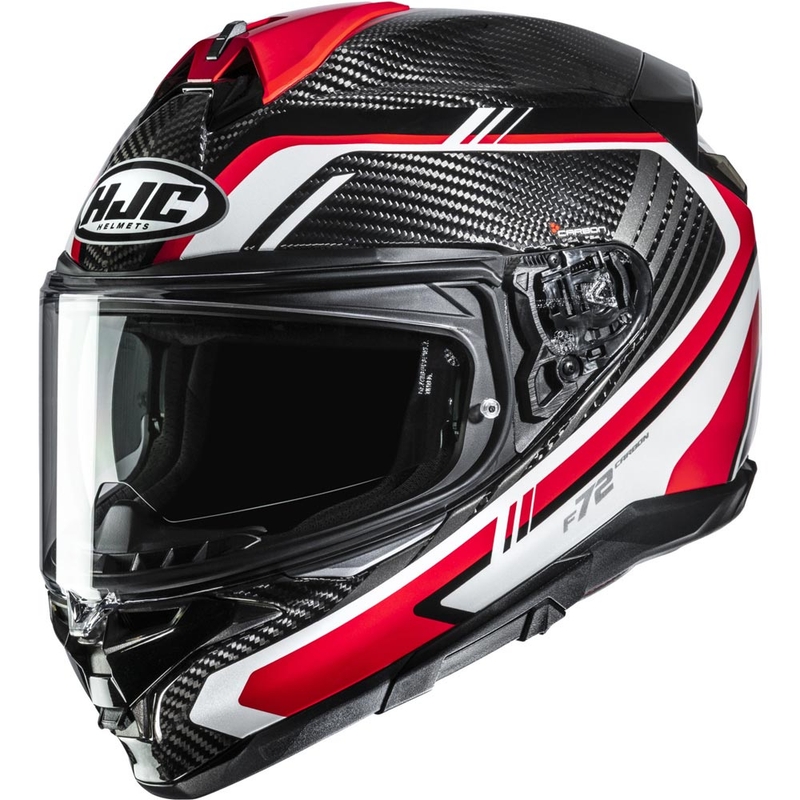 Мото каска за цял нос HJC F72 Carbon Kairo MC1 черно-бяло-червено