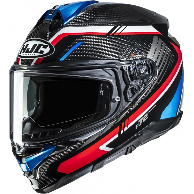 Мото каска за цял нос HJC F72 Carbon Kairo MC21 черно-синьо-червено-бяло