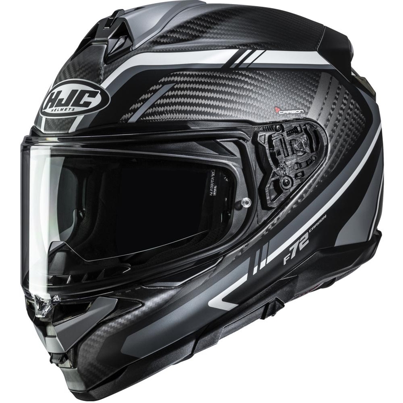 Мото каска за цял нос HJC F72 Carbon Kairo MC5SF черно-сиво-бяла