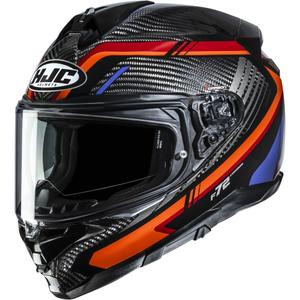 Мото каска за цял нос HJC F72 Carbon Kairo MC8 черно-оранжево-червено-лилаво