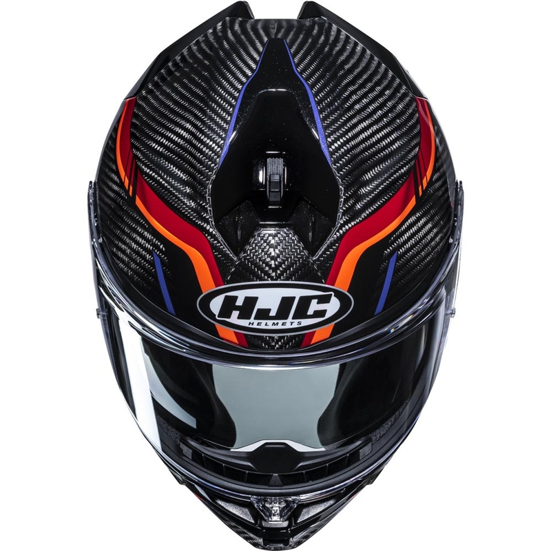 Мото каска за цял нос HJC F72 Carbon Kairo MC8 черно-оранжево-червено-лилаво