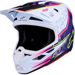 Каска за мотоциклет Alpinestars Supertech S-M7 Blaster, лилаво-бяла