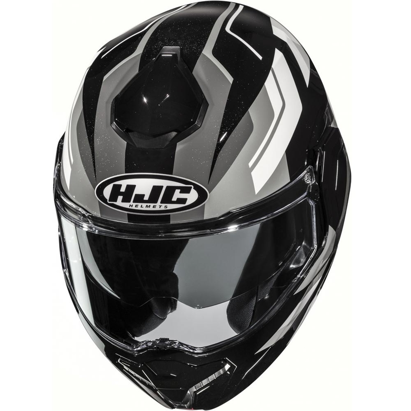Мото каска HJC i101 Krone MC5 с отваряща се врата, черно-сиво-бяла