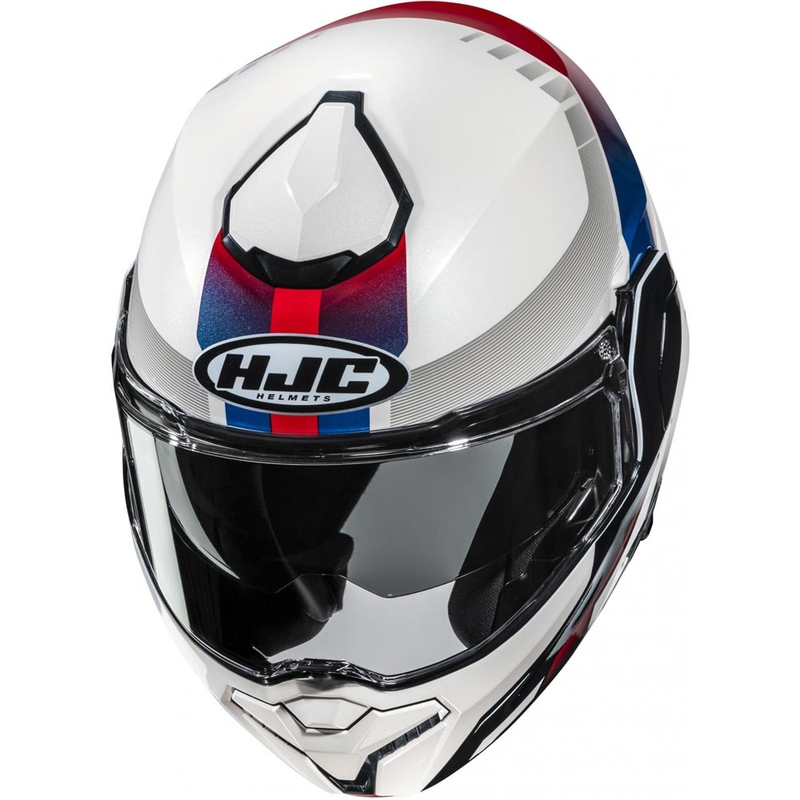 Мото каска HJC i101 Mira MC21 с отваряне, бяло-синьо-червено