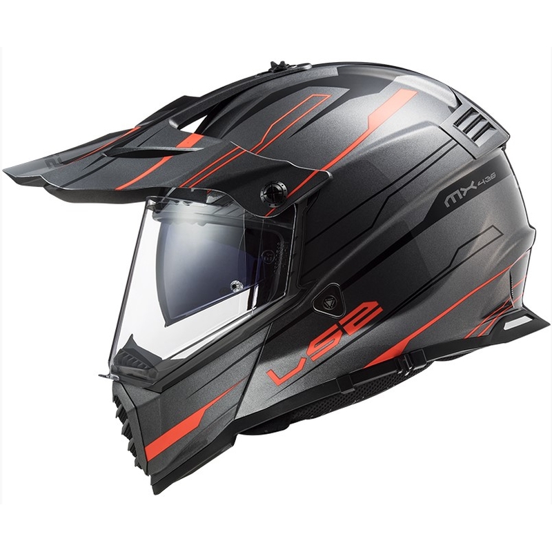 Ендуро каска LS2 MX436 Pioneer EVO Knight титаново оранжева