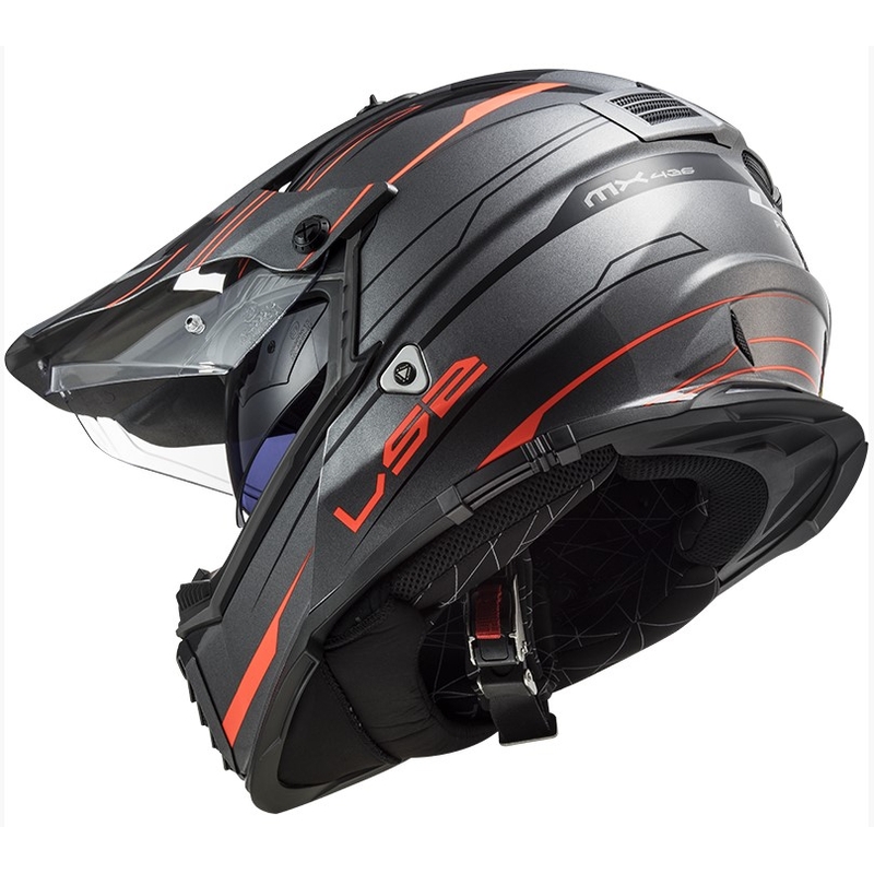 Ендуро каска LS2 MX436 Pioneer EVO Knight титаново оранжева