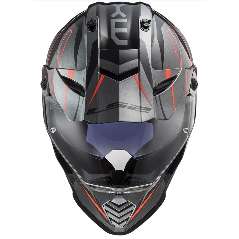 Ендуро каска LS2 MX436 Pioneer EVO Knight титаново оранжева
