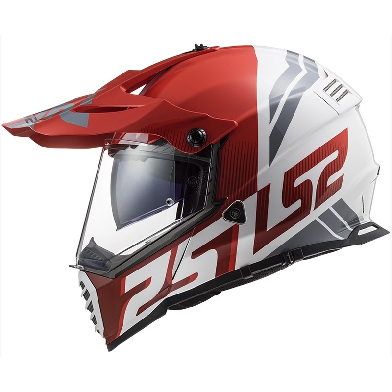 Ендуро каска LS2 MX436 Pioneer EVO Evolve бяло-сиво-червена