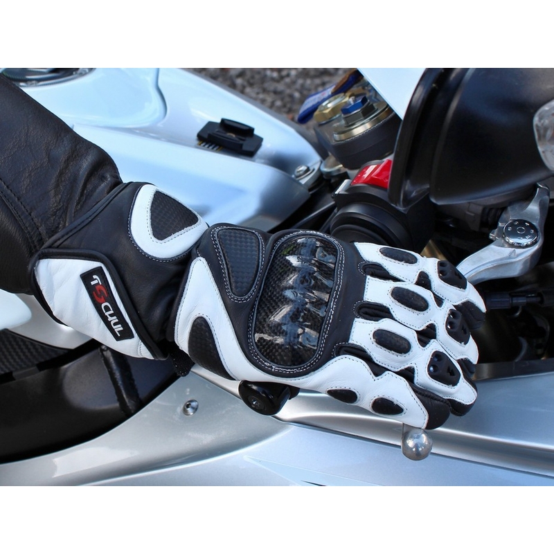 Rukavice na moto Tschul 212 černo-bílé - II. jakost-smaz