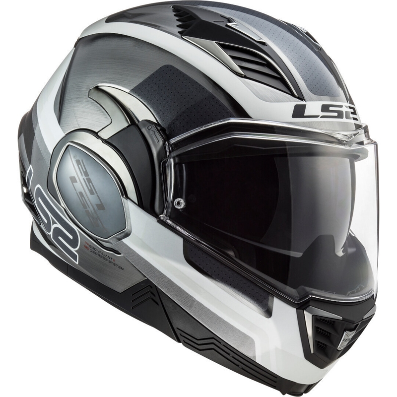 Překlápěcí přilba LS2 FF900 Valiant II Orbit Jeans černo-stříbrno-bílá