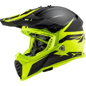 Мотокрос каска LS2 MX437 Fast Evo Roar черно-флуорово жълто