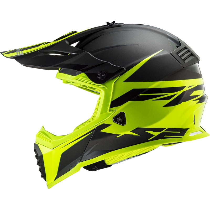 Мотокрос каска LS2 MX437 Fast Evo Roar черно-флуорово жълто