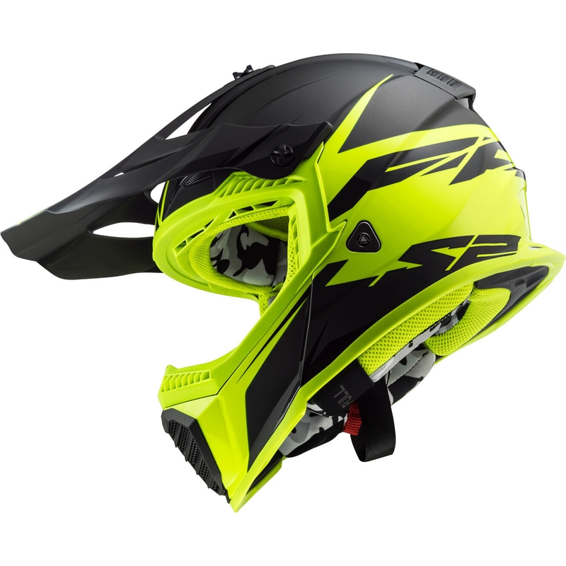 Мотокрос каска LS2 MX437 Fast Evo Roar черно-флуорово жълто